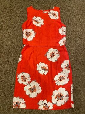 Ivanka Trump Red and White Floral Two-Piece Set